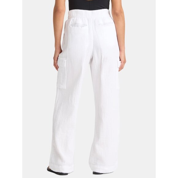 Time and Tru White Cotton Textured Fabric Pants - Picture 3 of 14